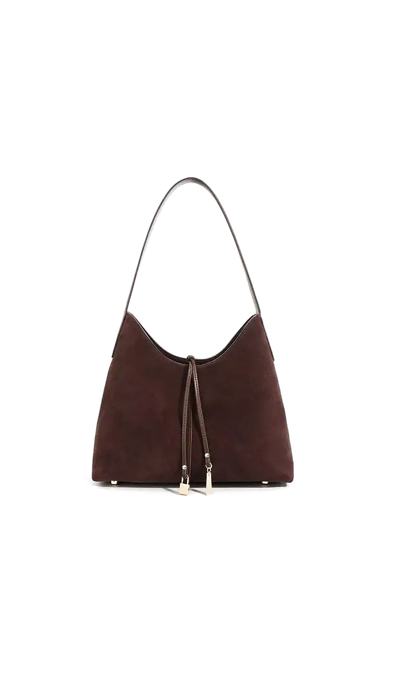 Coffee Medium Suede Bag