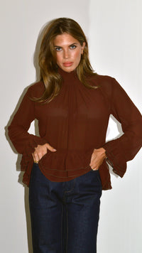 Burnt Rosewood Ruffle Top