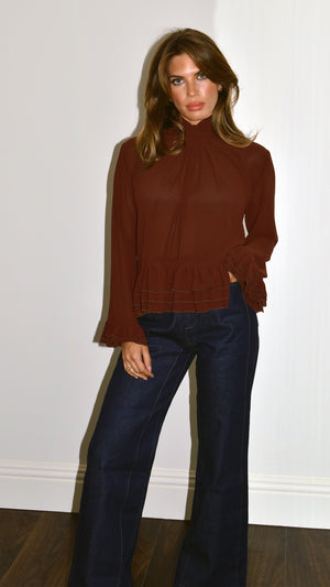 Burnt Rosewood Ruffle Top