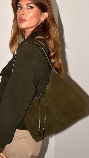 Khaki Medium Suede Bag