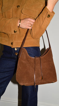 Coffee Medium Suede Bag