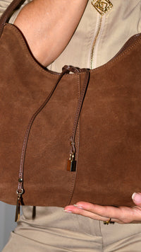 Coffee Medium Suede Bag