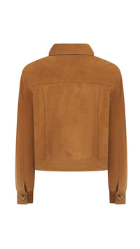 Tan Suede Heart Button Jacket