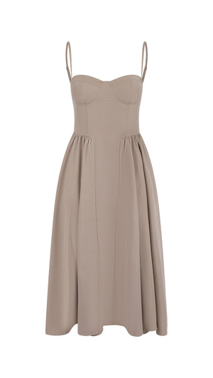 Anacapri Taupe Midi Dress