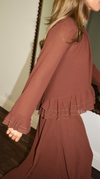 Burnt Rosewood Ruffle Top